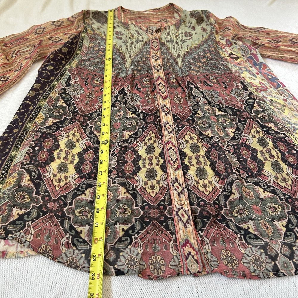 Soft Surroundings Makara Tunic Top Sz L  Bohemian Boho Sheer Artsy Colorful - Picture 5 of 10